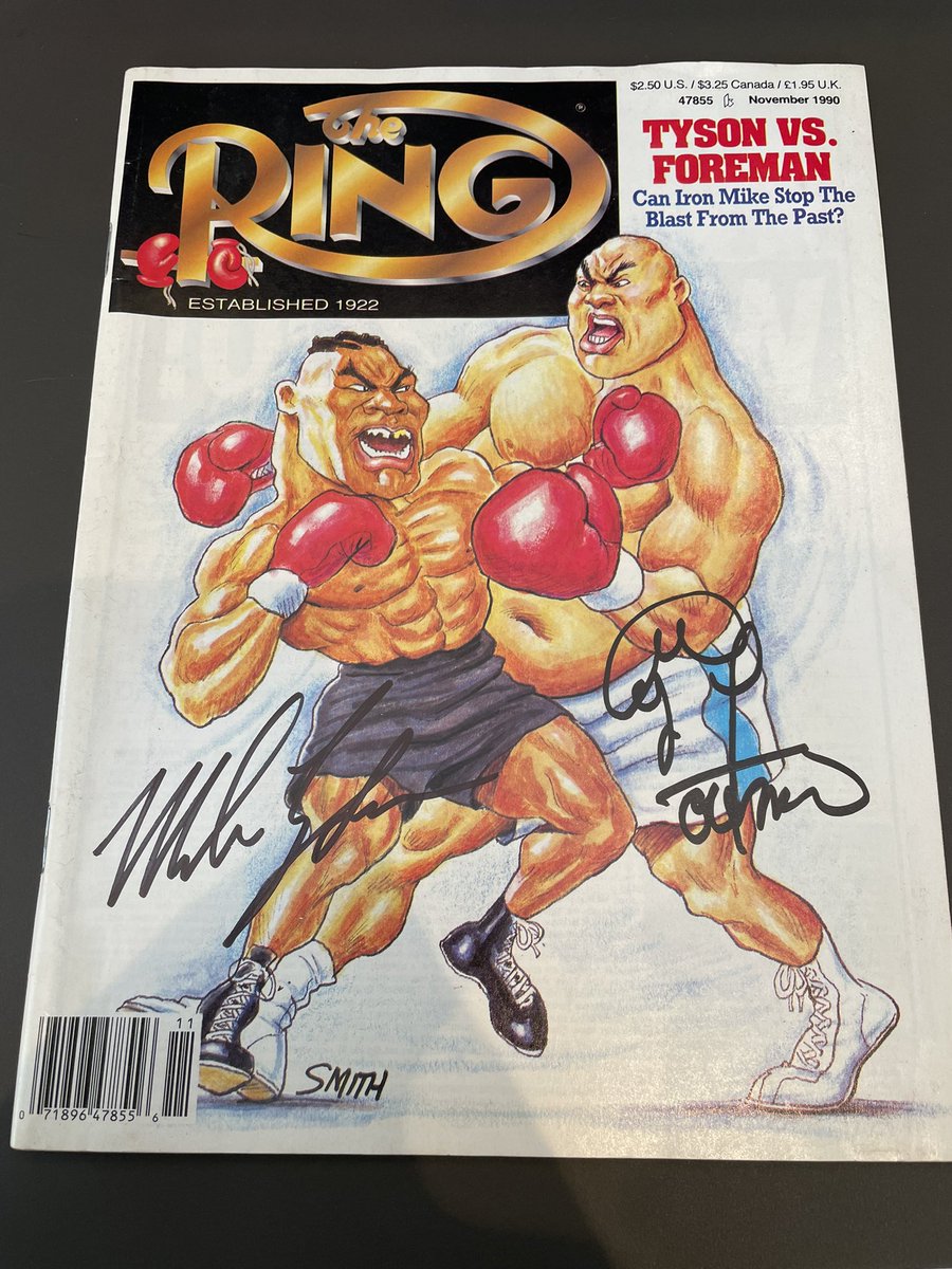 thomasbentley00's tweet photo. All the way from 1990 Tyson Vs Foreman signed by both of the boxing giants 👌 https://t.co/XIkZj8RgHD