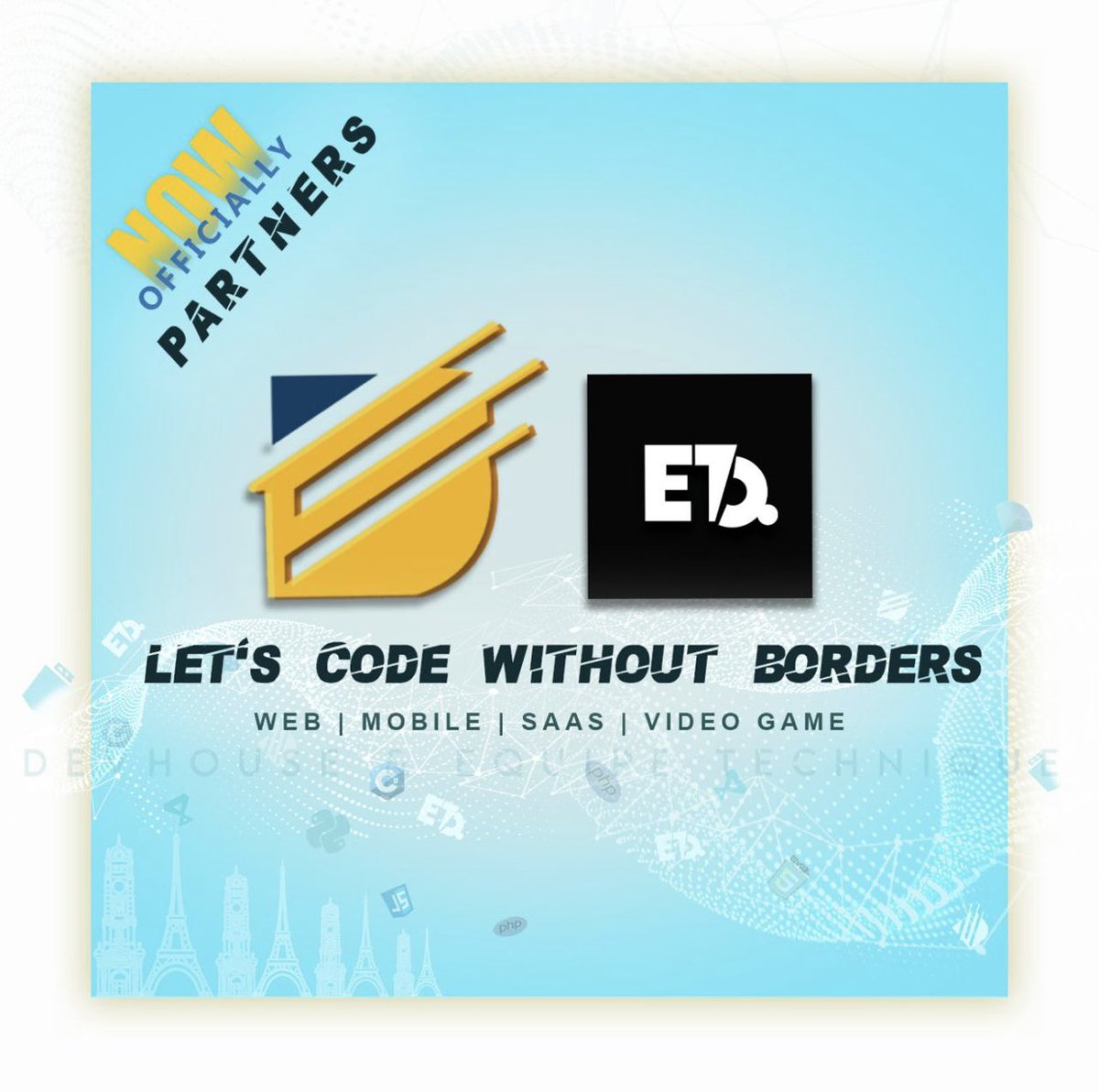 EquipeTechniqu3's tweet photo. We are very excited🤩 to announce our new partnership with DevHouse, @idevhouse.
With our "Code Without Border" initiative, we want to create innovative and useful solutions to help the digital world's most pressing problems.
Watch this space 😉
#DevHouse #ETQ #partnership https://t.co/WjqIl5IEMD