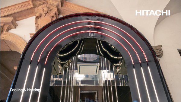 HitachiAC_GB's tweet image. The Silent-Iconic Cassette panel by Hitachi has a new lease of life at #MilanDesignWeek2022 and @fuorisalone. It features in "Endless Ceiling" by architect Francesco Lucchese, at the University of Milano, and exemplifies its ability to integrate seamlessly in interiors #HitachiAC