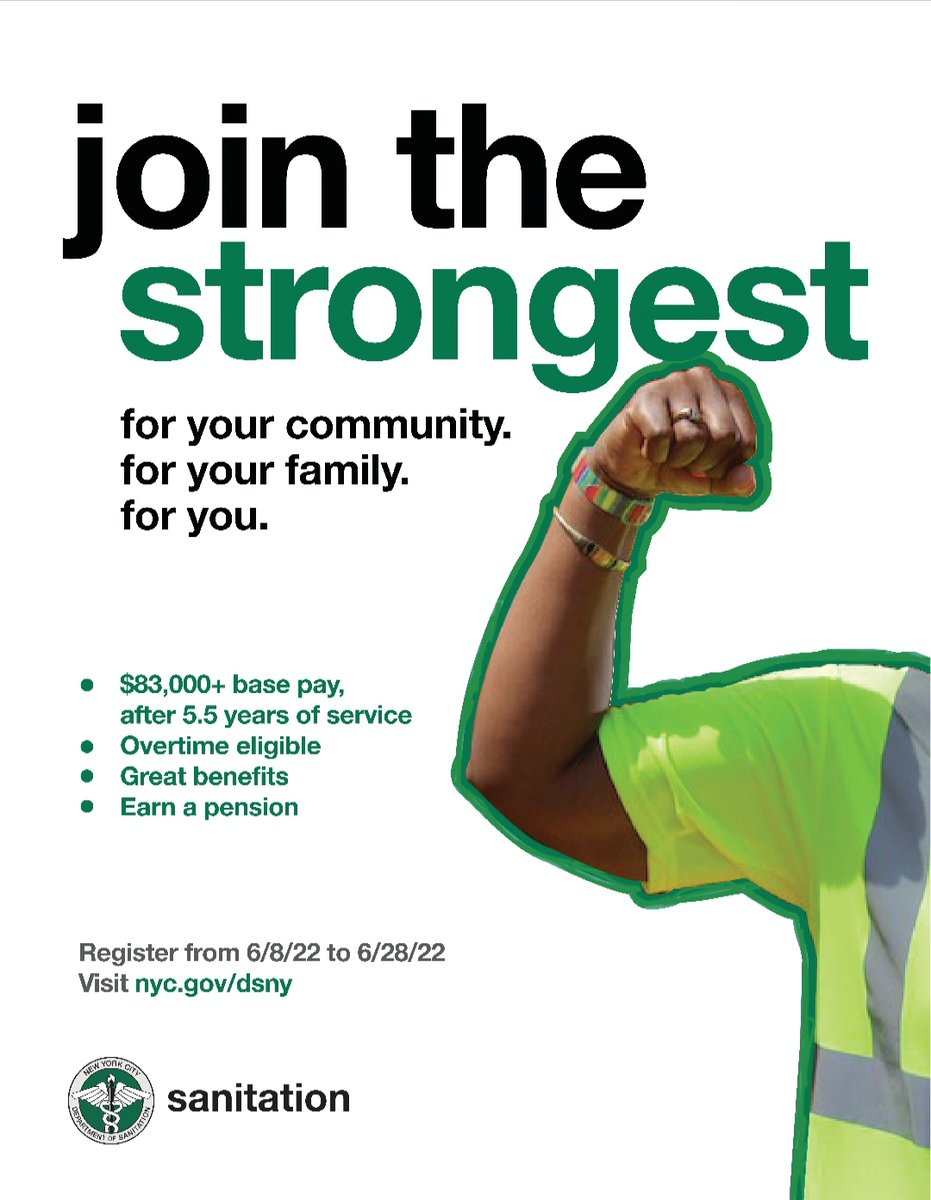 Greetings Community! Today the sanitation worker test has officially opened up. You can sign up using the following link - www1.nyc.gov/assets/dsny/si…. Be sure to share with your networks! #BrooklynCB5