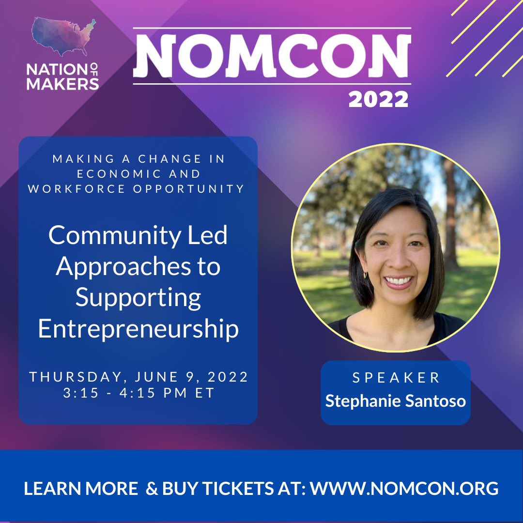 NationOfMakers's tweet photo. Are you ready for Week 2 of #NOMCON? We have incredible speakers this week on the theme Making a Change in Economic &amp; Workforce Opportunity. Join us in @gather_town this Thurs, June 9! Buy tix at https://t.co/hbQjbDkha2 

#NOMCON22 #NationOfMakers #NOMCON #MakerMovement https://t.co/PM3W6NiTUl