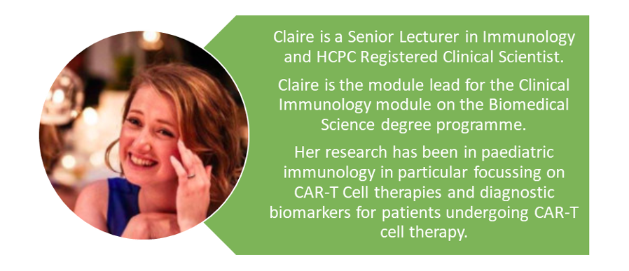 Next we have Dr Claire Walker #UoLTeamBiomed #WomeninSTEM #WomeninScience  #BiomedicalScienceDay2022 <a href="/IBMScience/">IBMS #AtTheHeartOfHealthcare</a>
