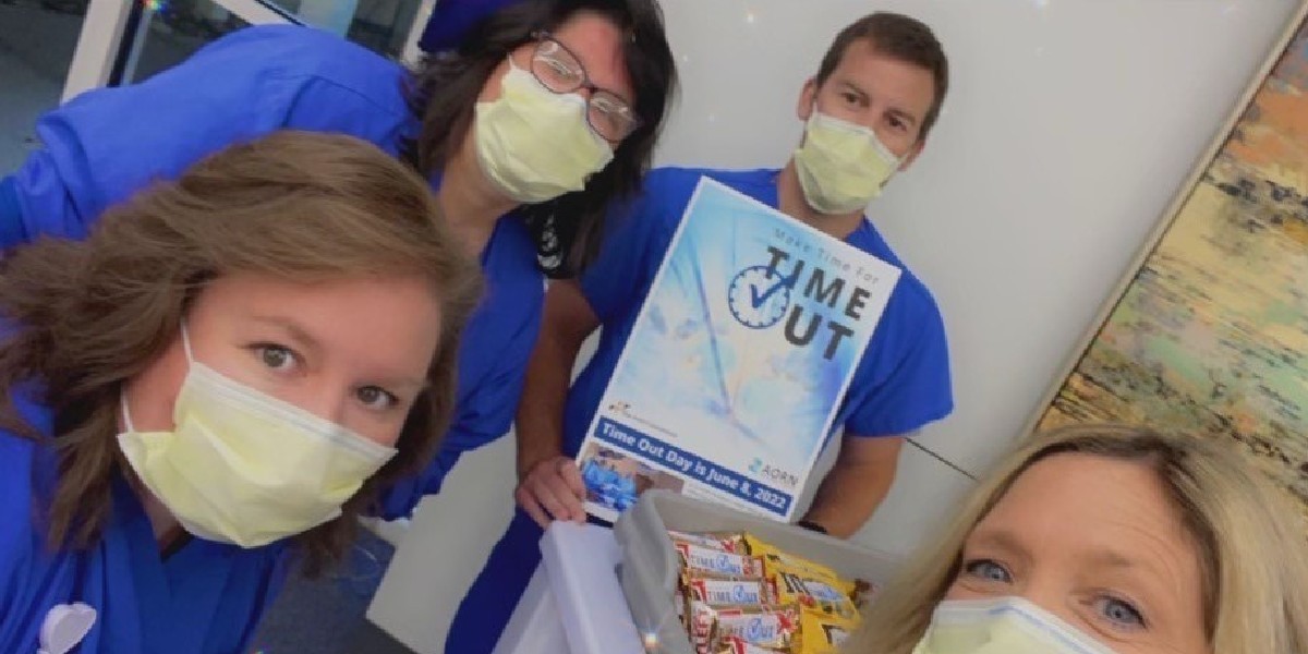 JeffHealthNJ's tweet photo. Our Surgical Services Department celebrates #TimeOutDay, a Joint Commission-supported annual safety awareness campaign through @aorn. The event draws attention to the need for everyone on the surgical team to pause before a procedure begins to ensure they are on the same page. https://t.co/eRxD0ebRjP