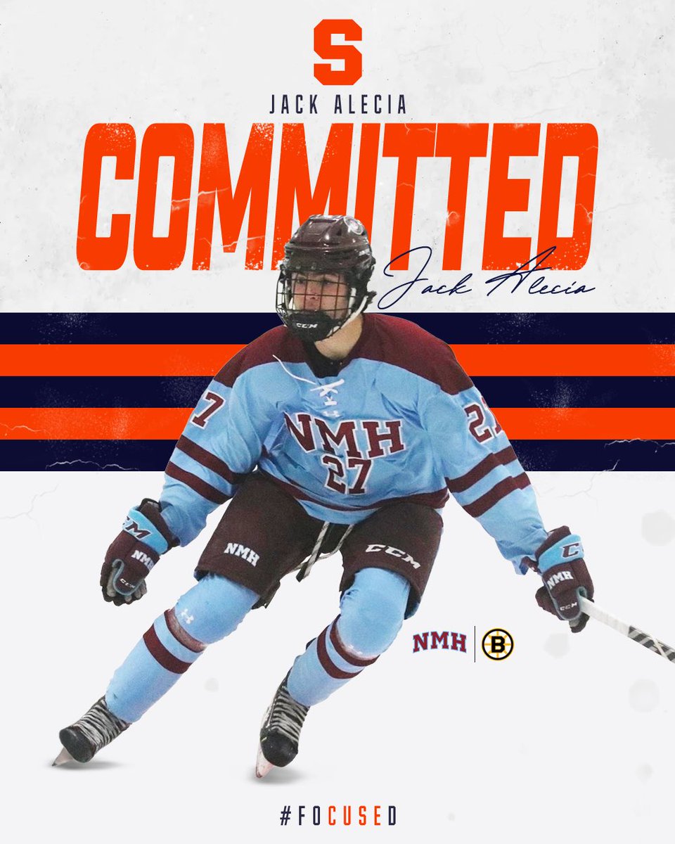 syracusehockey's tweet photo. ‘Cuse bound!

Jack Alecia will join the Orange for the 22-23 season from Northfield Mount Hermon (HS-Prep) &amp; the GBL Bruins (EHF).

#FO𝗖𝗨𝗦𝗘D 🍊 https://t.co/9MQofRSxlH