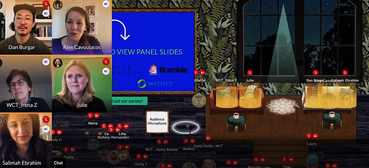 dburgar's tweet image. Had a blast with @juliesmithso @acav @salimah at @wctfct Women in Communication and Technology event on Bramble, such a cool platform for a talk and an important conversation around supporting women in Web3 and the Metaverse