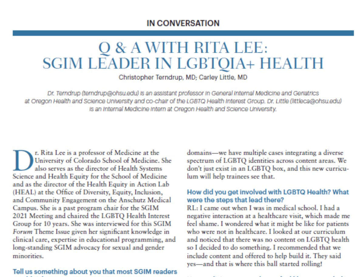 OHSUIMRes's tweet photo. Kudos and congrats to aPD @doctorterndrup and resident @dr_clittl for their new piece in SGIM Forum re LGBTQIA+ health!

#OHSUscholarship 

https://t.co/nvjChNM34F https://t.co/lCLKXlOgyU
