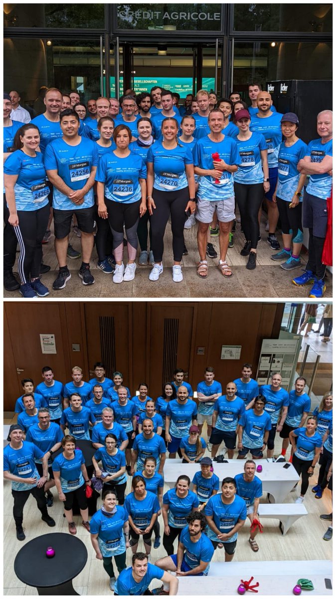 CA_Gruppe_D's tweet photo. 🏃56 Läuferinnen und Läufer der @CA_Gruppe_D laufen bei der J.P.Morgan Challenge in #Frankfurt für den #Teamgeist im Unternehmen. Mit dabei @Amundi_ENG, @CACEIS, @CA_CIB, #Eurofactor und die @creditplusbank. 👍 
Viel Spaß beim Lauf und beim geselligen Beisammensein!
#WirSindCA https://t.co/1BnWCdd6cK