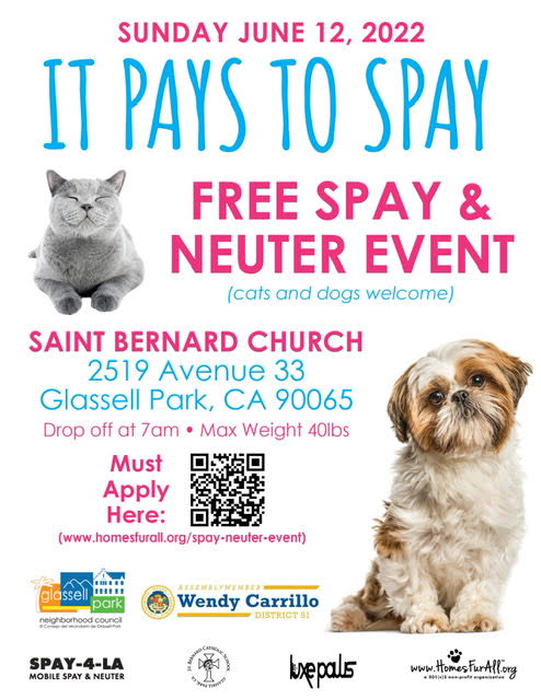 GPIA90065's tweet photo. GLASSELL PARK - FREE SPAY &amp; NEUTER EVENT on Sunday, June 12, 2022. Please see attached flyer for more information. https://t.co/XfMYophdgz