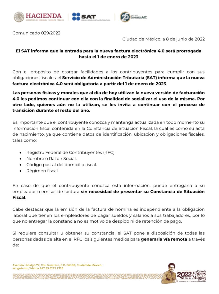 HAlan_Parra's tweet photo. Es verdad @SATMX, es real este comunicado que está circulado? https://t.co/NWnc30NN85