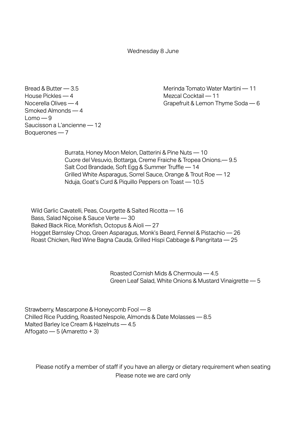 Llewelyn S Dinner Menu 8 June T Co Pyvpdp5vzk Twitter