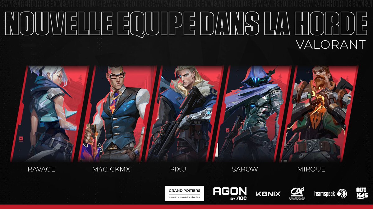 📢ANNONCE

La Horde prend un nouveau virage sur le jeu en accueillant 5 nouveaux joueurs :
➡️<a href="/Raavageee/">Ravage</a>
➡️@M4gicKmX 
➡️<a href="/Pixuuuu/">Pixu</a> 
➡️@SarowVLR
➡️<a href="/Miroue_VLR/">Miroue</a>

Bienvenue à vous dans l'association ! #WeAreHorde
