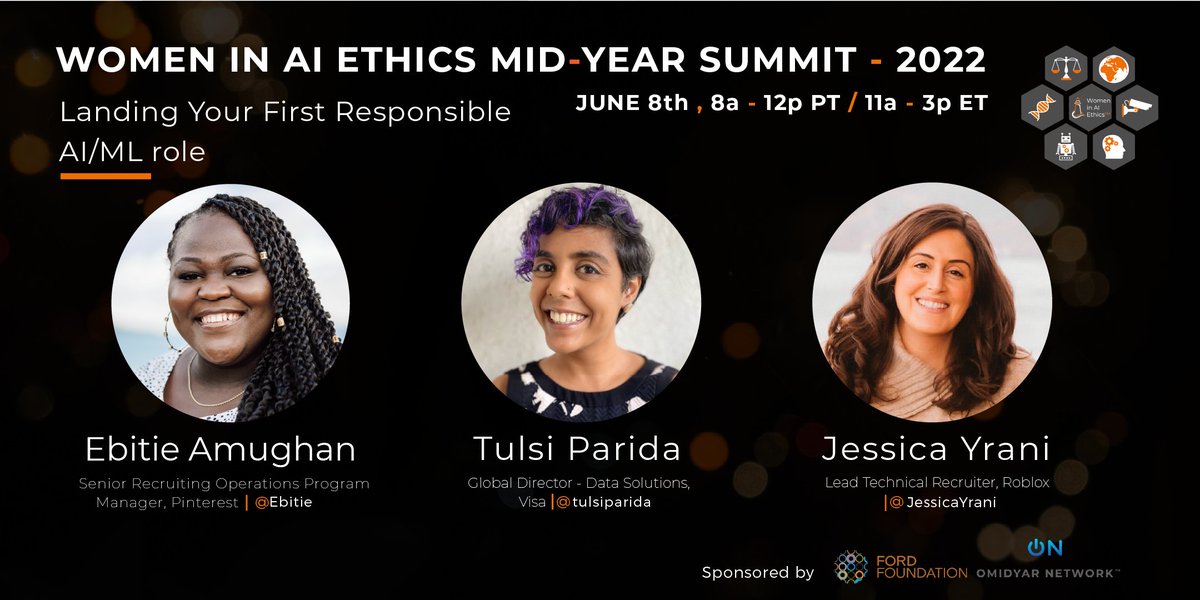 Ready for a career in Responsible AI/ML? Join this <a href="/WomeninAIEthics/">Women in AI Ethics™</a> summit panel of experienced recruiters on how to land your dream job, pivot from your current non-AI role, and transition from academia to the corporate sector. <a href="/tulsiparida/">tulsi</a> <a href="/Ebitie/">Ebitie Amughan</a> #IamthefutureofAI