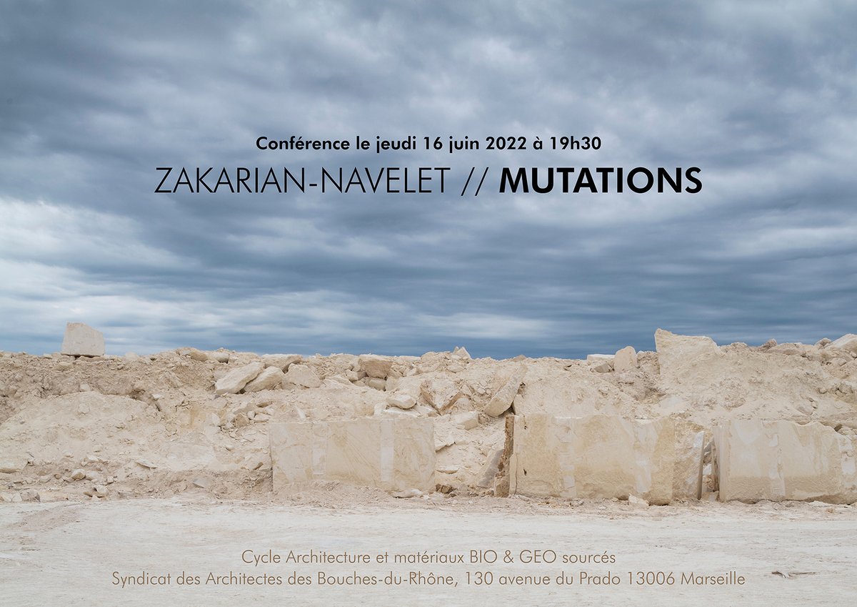 Conférence à venir de Zakarian-Navelet, architectes  <a href="/ZNarchi/">Zakarian-Navelet</a> , au <a href="/archiSA13/">SA13</a> dans le cadre du cycle "Architecture et matériaux Bio &amp; Géo sourcés", le 16 juin 2022 à 19h30. Inscriptions sur le site du SA13