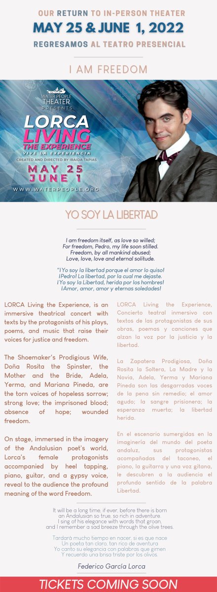 WebServerCheap's tweet photo. Nuestros principales objetivos están relacionados con la promoción de la inclusión, la equidad, la justicia y la integración de todas las culturas. 🎭

Creado y Dirigido por Iraida Tapias. 👩🏻
Haga clic aquí para boletos 👇🏻👇🏻
🔗 https://t.co/RZrdoMU808
teatro en línea
#waterpeople https://t.co/pBaMRsAPIP