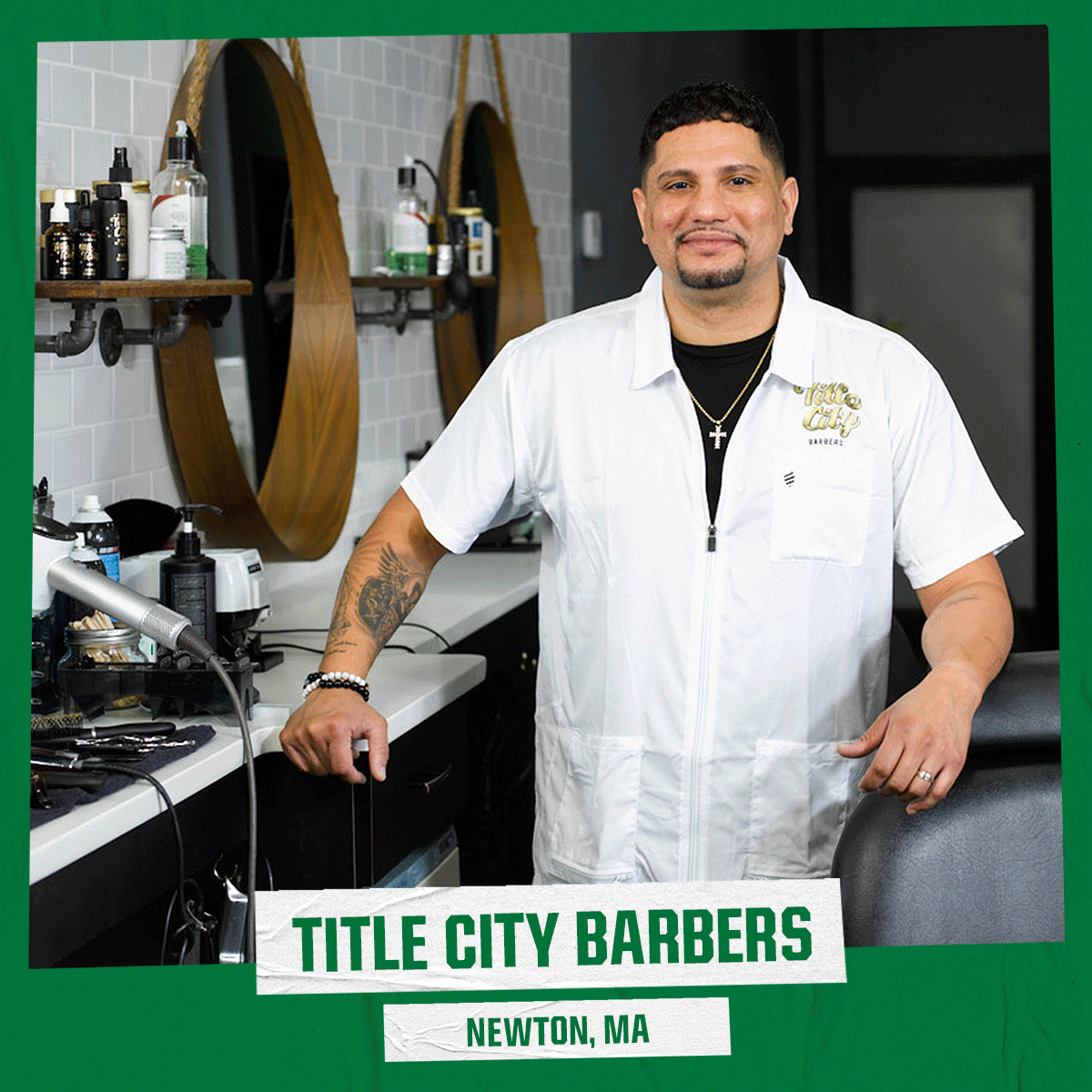 The <a href="/celtics/">Boston Celtics</a> are chasing the title…in the meantime, make an appointment at @TitleCityBarber for a fresh cut ✂️ These guys are some of the best barbers in town - their clientele includes a roster of Boston athletes (<a href="/dtheis10/">Daniel Theis</a> 👀) #BleedGreen #AllAbout18