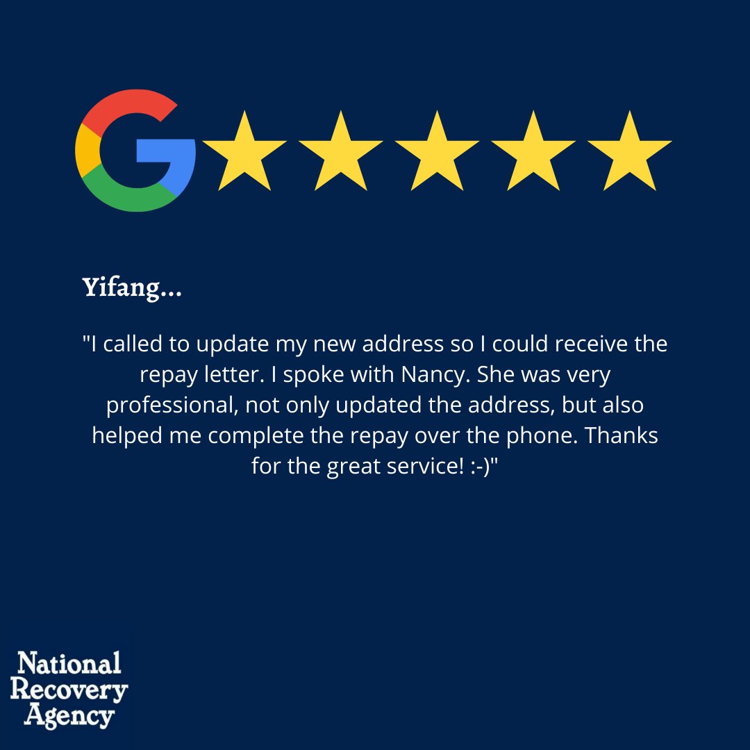 Thanks Yifang! We appreciate your review. 
#5starreview #NRAGroup #DiscoverHowWeRecover