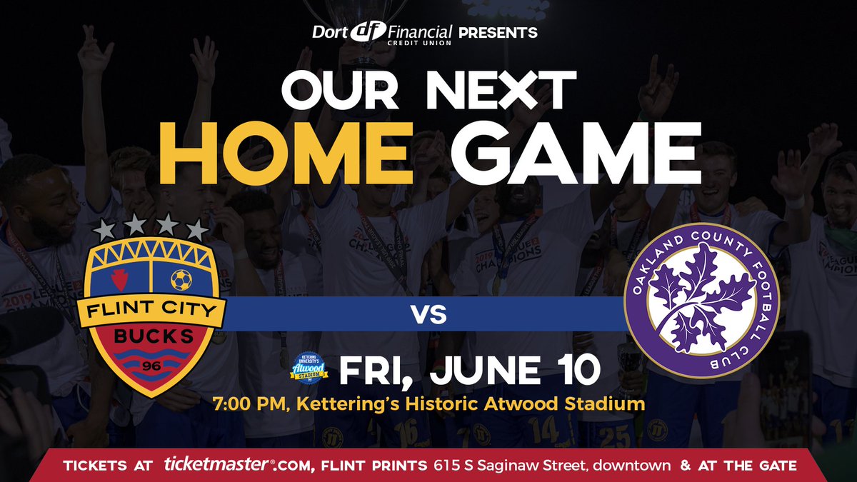 FlintCityBucks's tweet photo. We'll see you on Friday at Kettering's @HistoricAtwood for our match against @OaklandCountyFC! #WeAreFCB https://t.co/ahf6zkZH93