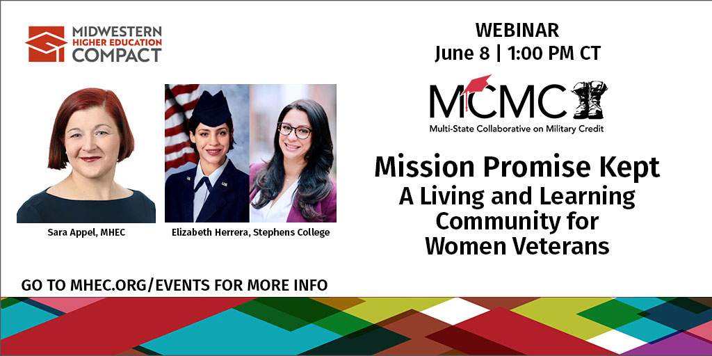 MHEC (@mhec12) on Twitter photo Join us in one hour (1 p.m. CT) as we host Elizabeth Herrera, executive director of Mission Promise Kept. She will highlight the <a href="/stephenscollege/">Stephens College</a> program serving #womenveterans #MCMC bit.ly/220608mcmc #MilitaryConnected Join us in one hour (1 p.m. CT) as we host Elizabeth Herrera, executive director of Mission Promise Kept. She will highlight the <a href="/stephenscollege/">Stephens College</a> program serving #womenveterans #MCMC bit.ly/220608mcmc #MilitaryConnected