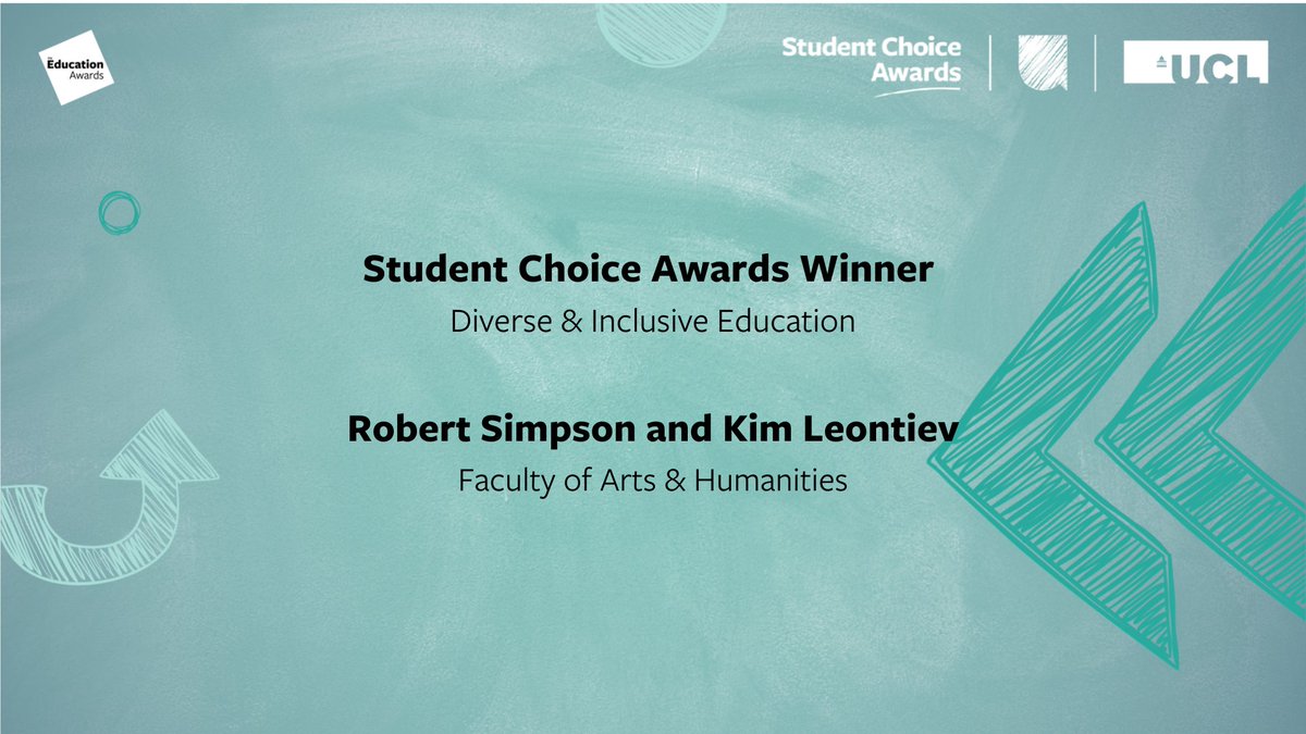 The Student Choice Award winner in Diverse &amp; Inclusie Education is Robert Simpson and Kim Leontiev

#UCLEducationAwards2022