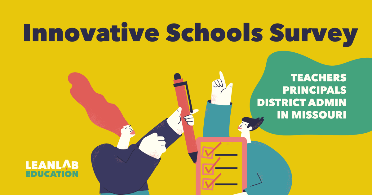 What does it mean to be an innovative school? We're using data to find out and you can help! 

If you're a teacher, principal, or district admin in Missouri, take a 10 min survey to tell us a little bit about your school. bit.ly/3NTIrOq