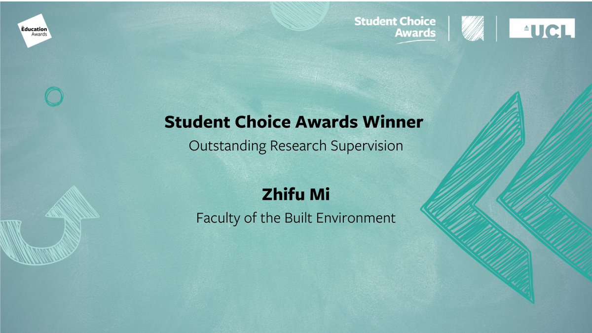 Congratulations to Zhifu Mi, this year's Student Choice Award winner for Outstanding Research Supervision 

#UCLEducationAwards2022