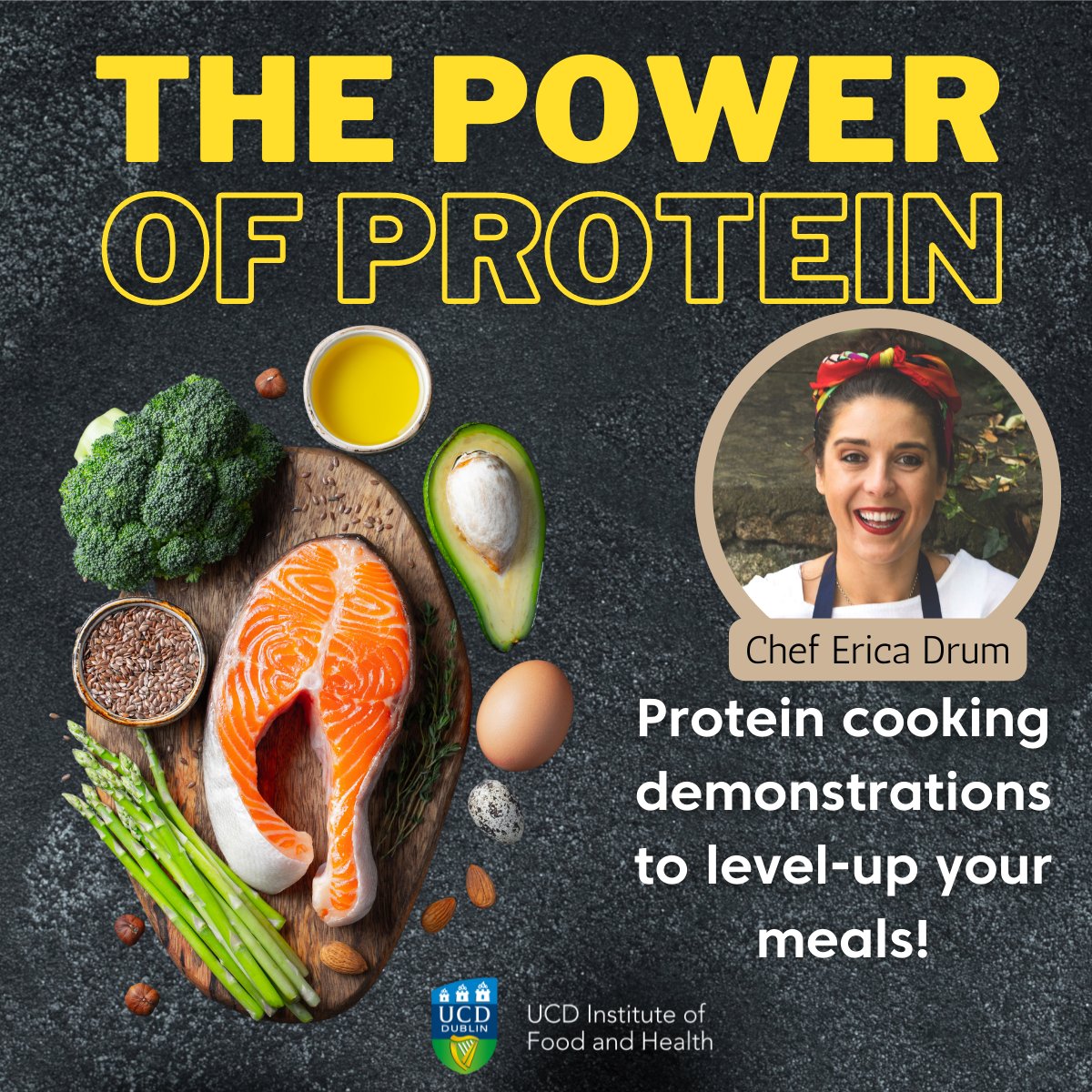 UCDFoodHealth's tweet photo. Join our free events at the @FestivalUCD this Saturday. Chef Erica Drum demonstrating #scrappycooking and #protein meals to keep you #fullerforlonger

#thingstodo #thingstodowithkids #thingstodoindublin
#familyfestival #freeevents #freedublin #ucd https://t.co/DG4ywtftXp