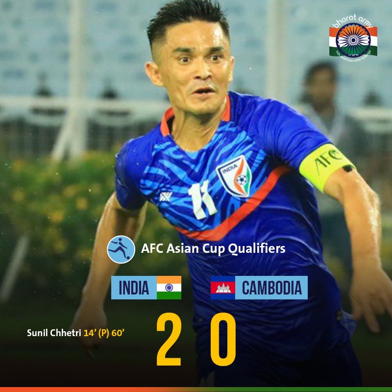 🇮🇳 YES LADS! Captain Chhetri's brace powers India to their first win on home soil under coach Stimac 🙌🏼

📸 AIFF • #INDCAM #BackTheBlue #BlueTigers #IndianFootball #sunilchhetri #BharatArmy