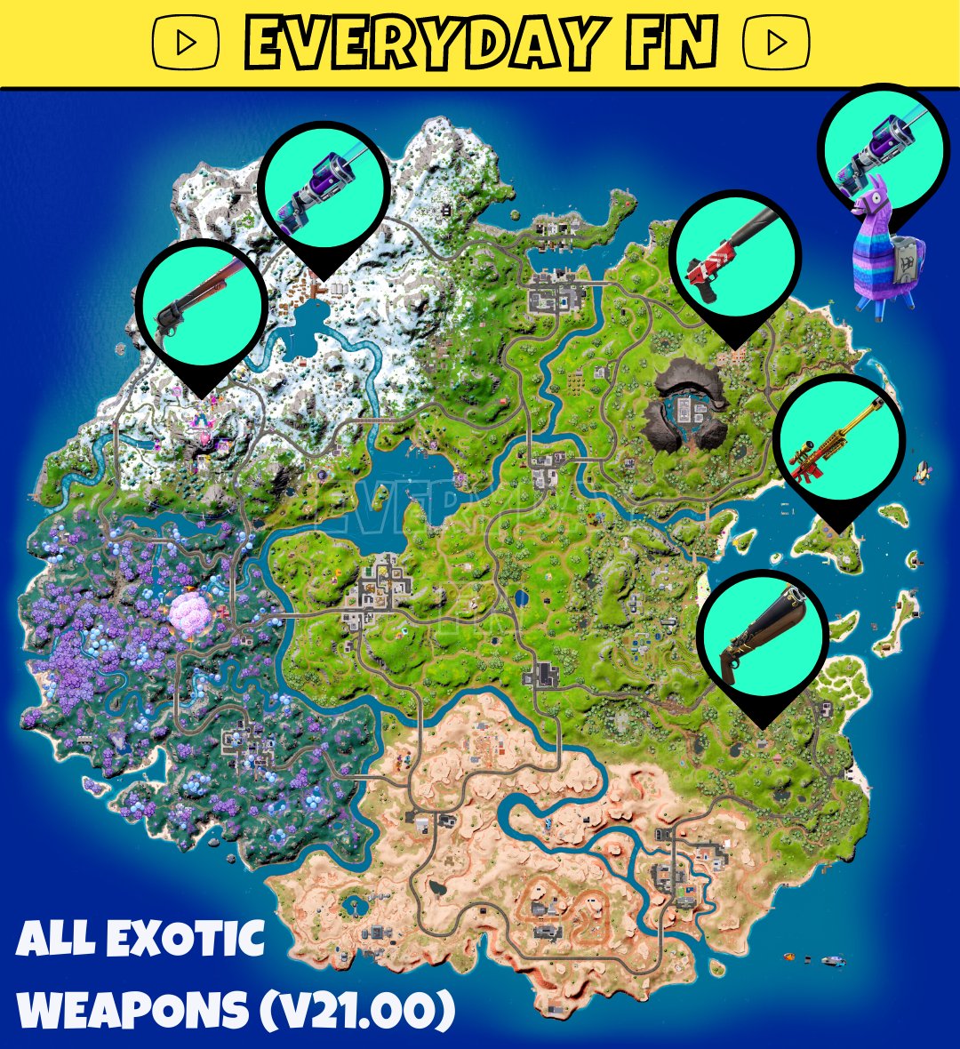 All exotics weapons and their locations in Fortnite Chapter 3 Season 2