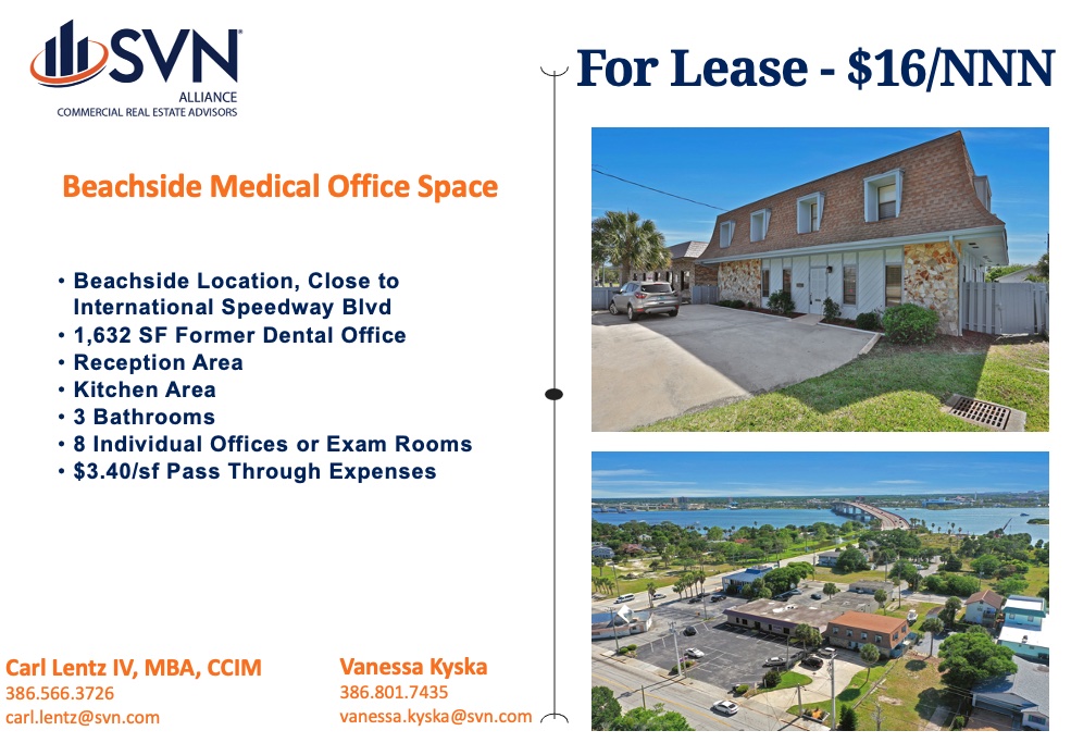 SVNAlliance's tweet photo. Beachside Medical Office Space For Lease!
Located in Daytona Beach, Minutes Away From International Speedway Blvd.
#forlease #medical #office #beachside https://t.co/07KZizpvDd