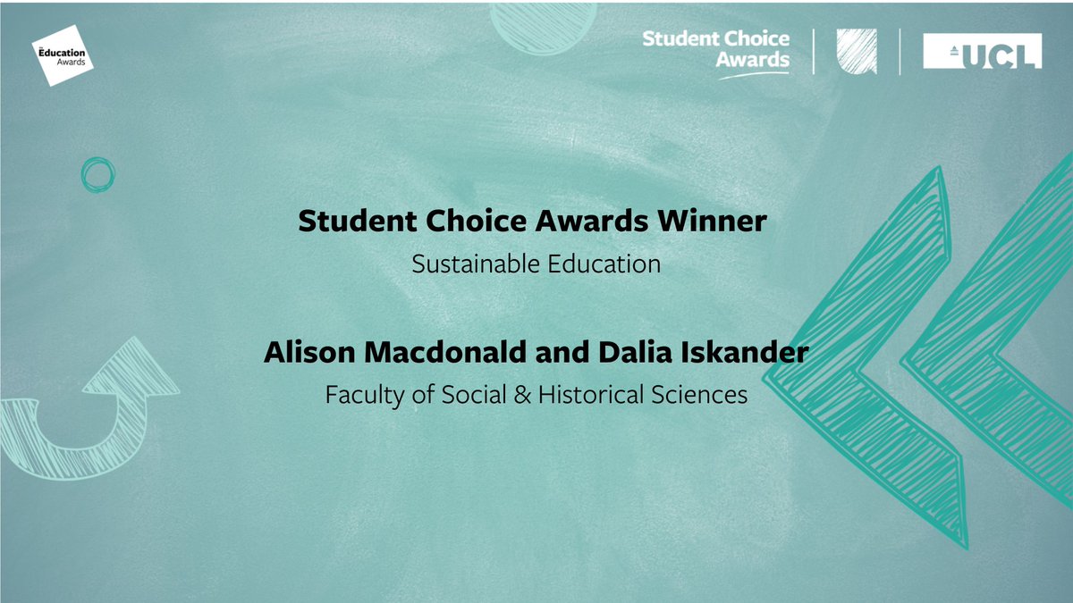 The Student Choice Award winner for Sustainable Education is Alison Macdonald and Dalia Iskander

#UCLEducationAwards2022