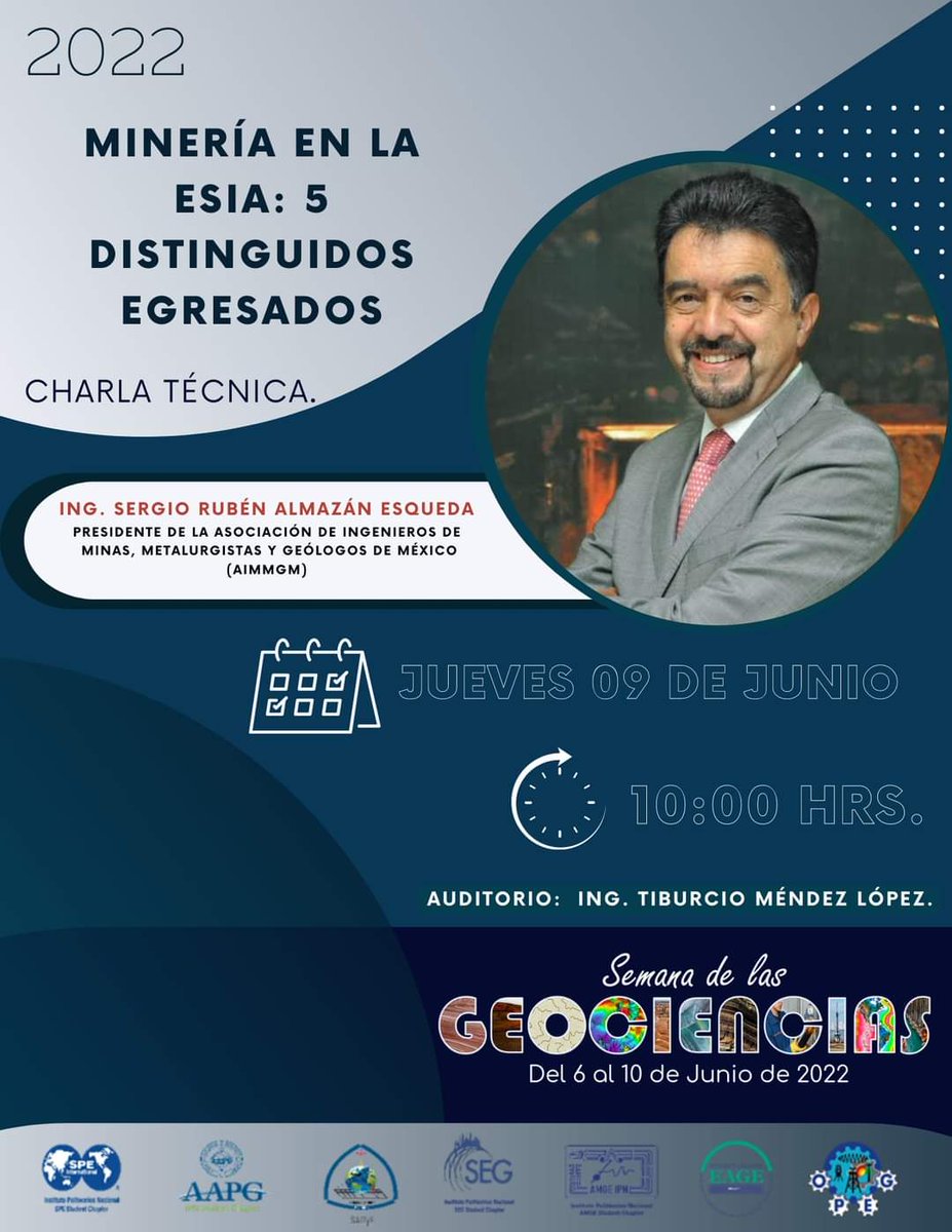 AIMMGM_Nacional's tweet photo. #Mañana se contará con la participación del Ing. Sergio Almazán, presidente de la @AIMMGM_Nacional, en el marco de la Semana de las Geociencias, organizado por la OPEG.
⏰ 10:00 a.m.
📆 9 de junio.
@AIMMGMSonora @AimmgmD @AimmgmCap @ClusterDeSonora @WimMexico @Outletminero https://t.co/2AhrtYlk9A