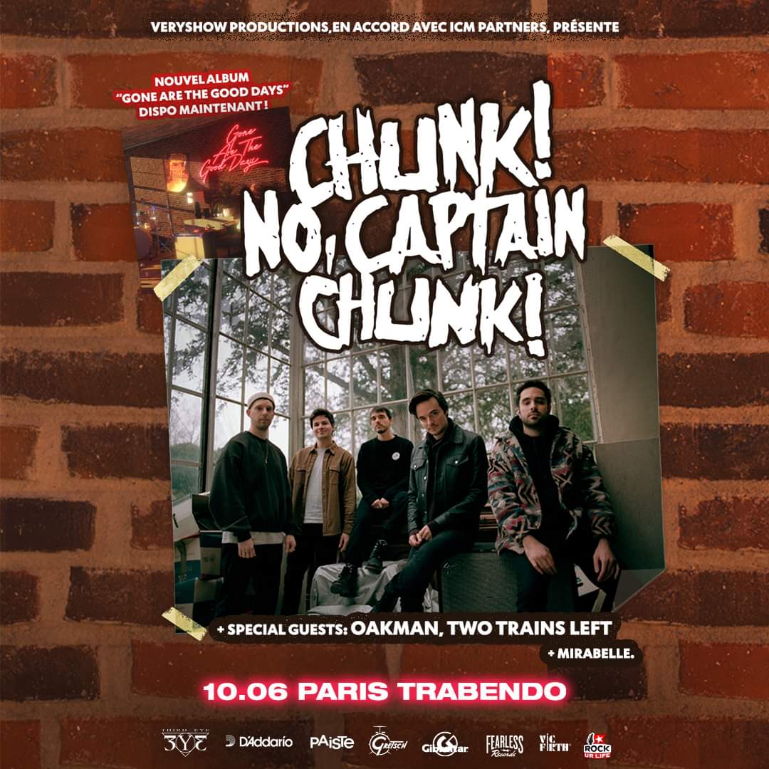 CONCOURS - RT + FOLLOW <a href="/Error404Fr/">Error 404</a> pour gagner 2 places pour <a href="/ChunknocaptainC/">CHUNKNOCAPTAINCHUNK</a> @OAKMANBAND et <a href="/TwoTrainsLeft/">Two Trains Left</a> au @trabendo_ (Paris) le 10 juin  ! 

Deux de ses groupes avaient joués au 404 Fest alors on supporte !

3 gagnants !