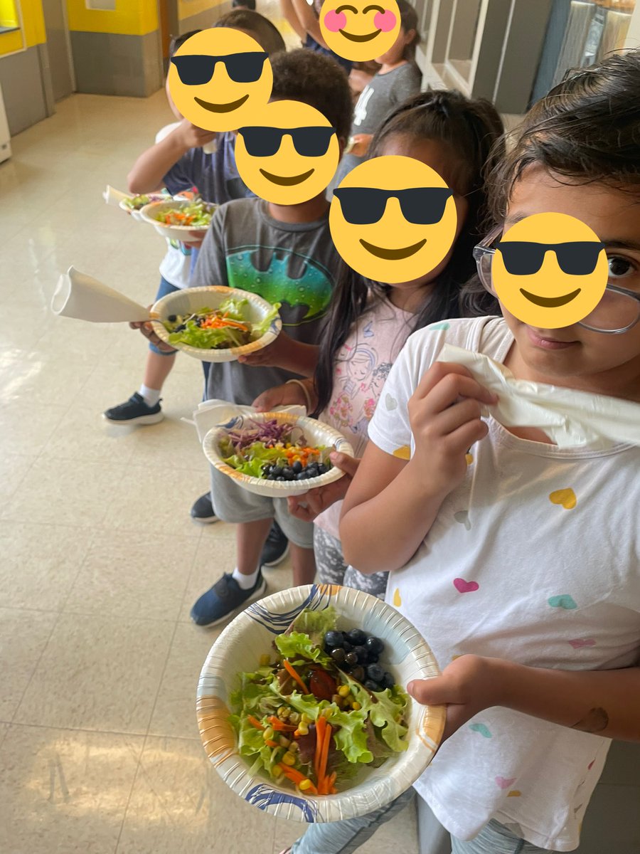 FinestEducator's tweet photo. It’s time to enjoy the veggies of our labor! Grade 2 salad party starting now! 🥗 https://t.co/UARXJMIE5l