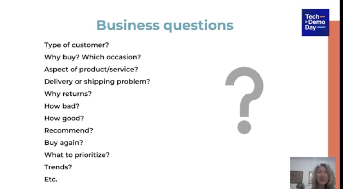 TheSILab's tweet photo. From Instagram to culture and now #customerreviews - @sentigeek shares the types of questions you can answer with consumer reviews and showcases their solution to help you get value from reviews #DemoDay https://t.co/GUTnQ91E8z
