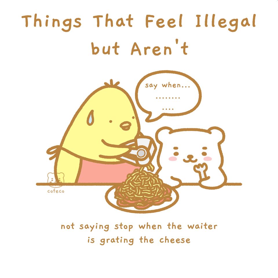 orateando's tweet photo. Things That Feel Illegal but Aren’t https://t.co/u8j7prtfEK https://t.co/5bqfp1ne51