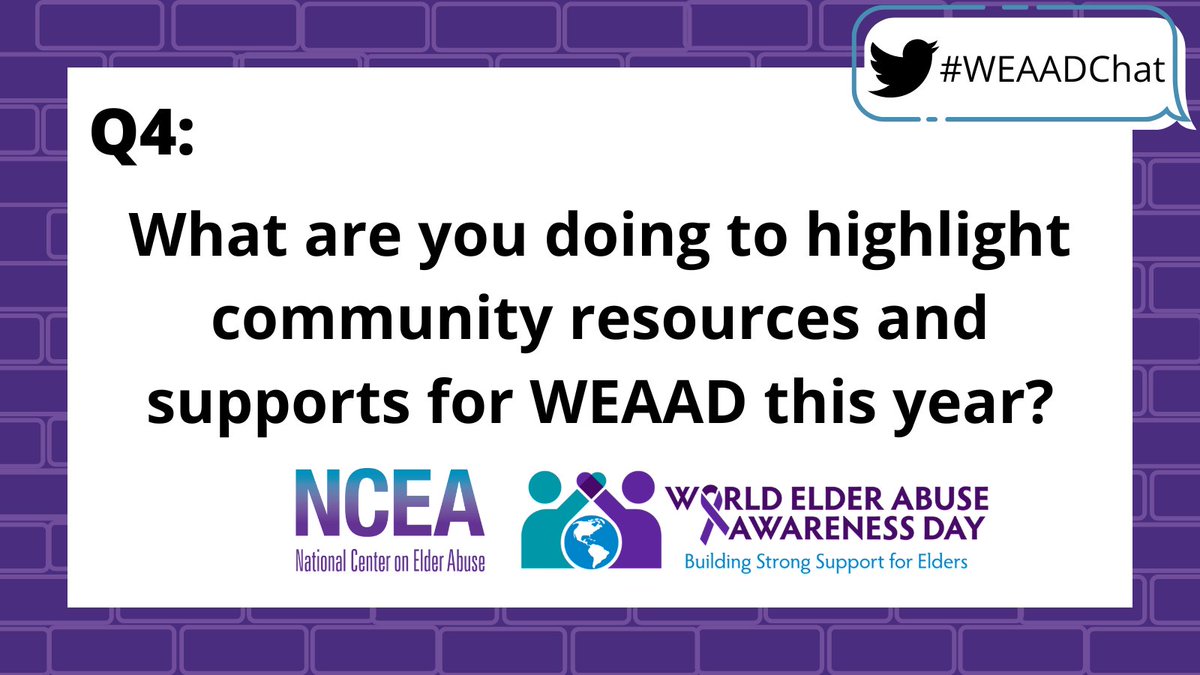 NCEAatUSC's tweet photo. Q4: What are you doing to highlight community resources and supports for #WEAAD this year? #WEAADChat https://t.co/MLww9LRJiW