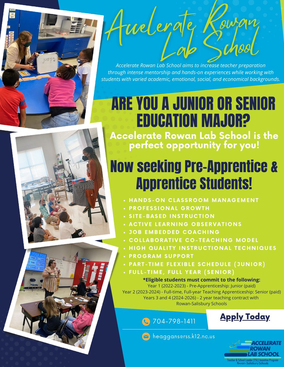 RSSS Jobs (@rsss_jobs) on Twitter photo The Accelerate Rowan Lab School is seeking college junior and senior elementary education majors for an amazing opportunity Apply here: tinyurl.com/RSSLabSchool
<a href="/CLT_COED/">UNC Charlotte Cato College of Education</a> <a href="/uncg_tehe/">UNCG TeacherEd/HigherEd</a> <a href="/ncatsuaggies/">North Carolina A&T</a> <a href="/WSSURAMS/">WSSU</a> <a href="/wgu/">Western Governors U.</a> <a href="/WCU/">Western Carolina University</a> <a href="/AppstateRCOE/">AppState RCOE</a> <a href="/HighPointU/">HighPointUniversity</a> <a href="/koontzpanthers/">Koontz Elementary School</a> <a href="/CatawbaCollege/">Catawba College</a> The Accelerate Rowan Lab School is seeking college junior and senior elementary education majors for an amazing opportunity Apply here: tinyurl.com/RSSLabSchool
<a href="/CLT_COED/">UNC Charlotte Cato College of Education</a> <a href="/uncg_tehe/">UNCG TeacherEd/HigherEd</a> <a href="/ncatsuaggies/">North Carolina A&T</a> <a href="/WSSURAMS/">WSSU</a> <a href="/wgu/">Western Governors U.</a> <a href="/WCU/">Western Carolina University</a> <a href="/AppstateRCOE/">AppState RCOE</a> <a href="/HighPointU/">HighPointUniversity</a> <a href="/koontzpanthers/">Koontz Elementary School</a> <a href="/CatawbaCollege/">Catawba College</a>