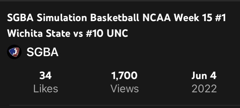 To some people this might not mean much but this is a HUGE MILESTONE for us. Our highest viewed game reached 1,700 views. What an awesome accomplishment. Thank you to our fans and members.  We are excited on what the future brings.  #SGBA #NBA2K22 #eSports #NCAA #nba #NBAFinals