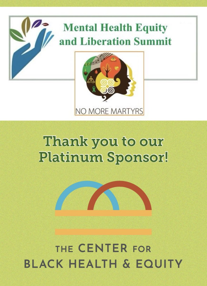 No_More_Martyrs's tweet photo. No More Martyrs is excited to announce the The Center for Black Health & Equity as a Platinum Sponsor of the 2022 Mental Health Equity and Liberation Summit. Learn more about their work by visiting: https://t.co/S0mcbsAHg2.
#MHELS #MentalHealth #NoMoreMartyrs @CenterforBH https://t.co/Odkpt8lh5A