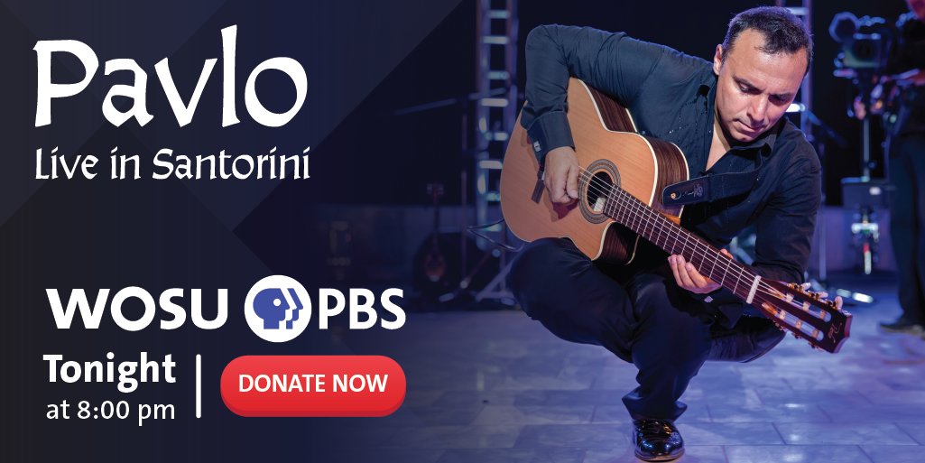 Enjoy the music of the Mediterranean guitarist and special guests in a concert from the mystical Greek island of breathtaking sunsets and panoramic views. Watch <a href="/Pavloguitar/">Pavlo</a>: Live In Santorini tonight at 8pm on WOSU TV.