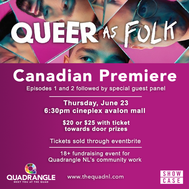The Canadian premiere of QUEER AS FOLK is coming to… NEWFOUNDLAND ✨ Stephen Dunn will be joining us for the live Q&amp;A hosted by Mary Walsh.

On Thursday June 23rd at 6:30pm at Scotiabank Cineplex (Avalon Mall) in St. John’s

Tickets on Eventbrite eventbrite.ca/e/queer-as-fol…