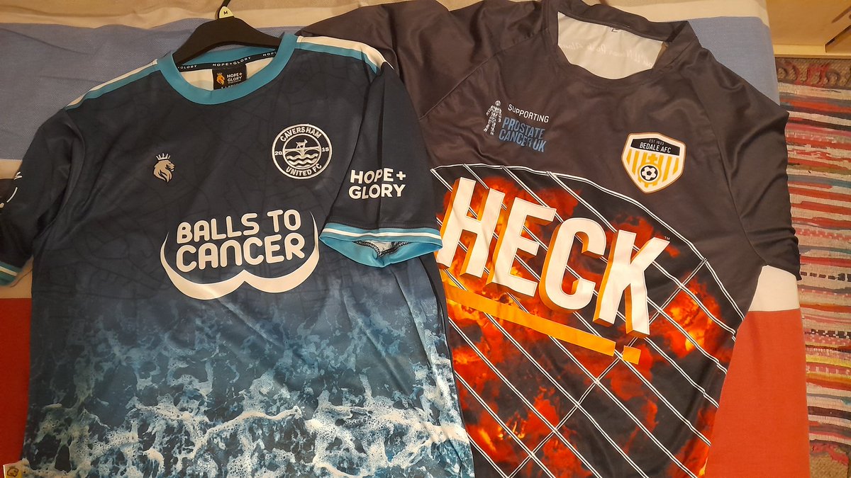 Would this be a washout or a roasting? Two of the most creative footy shirts ever devised facing each other? By 'eck, balls out Gents, let's make a meal of this! ⚽️⚽️🍽<a href="/CavershamUnited/">Caversham United FC</a> <a href="/AfcBedale/">BEDALE AFC</a> <a href="/Ballstocancer/">Balls to Cancer</a> <a href="/HeckFood/">HECK!</a> <a href="/HeckSausages/">HeckSausages</a> <a href="/ProstateUK/">Prostate Cancer UK</a> #ProstateCancer #ballstocancer
