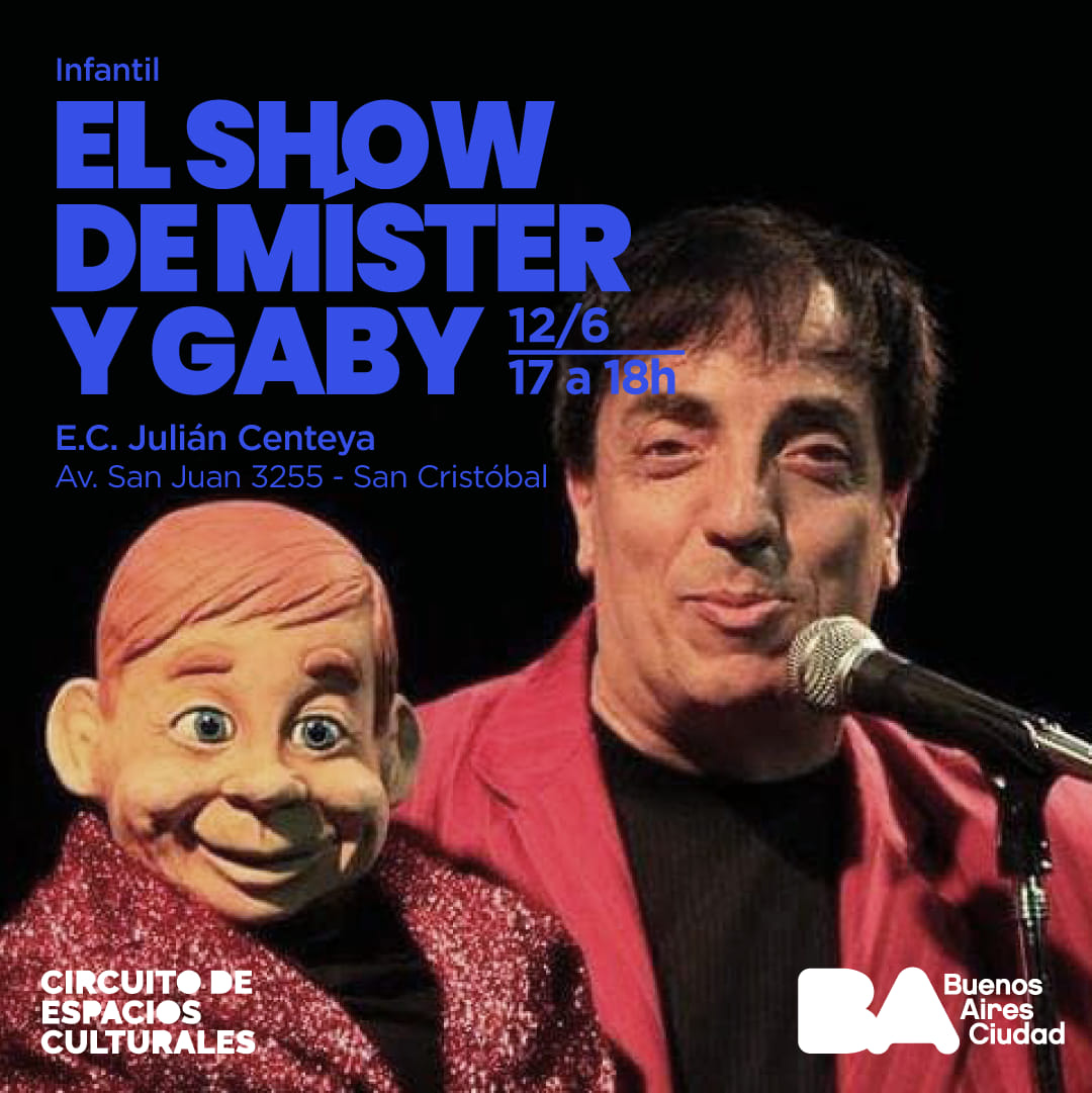 Domingo 12/6 a las 17hs. #Magia, humor y ventriloquía "El show de Mister y Gaby" en el <a href="/ECJCenteya/">Julián Centeya</a> (Av. San Juan 3255) #Gratis