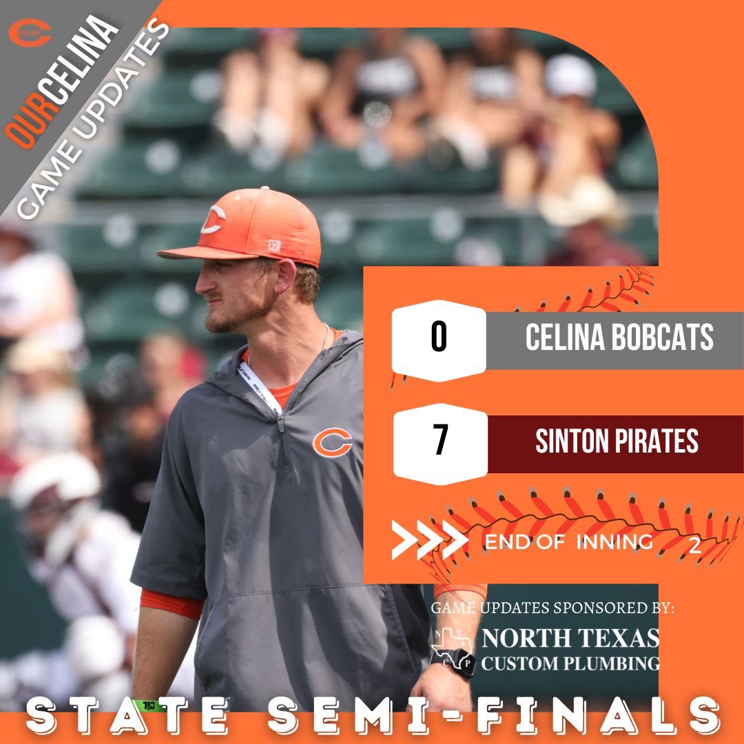 At the end of the 2nd inning.
Score brought to you by North Texas Custom Plumbing. <a href="/CelinaISD/">Celina ISD</a> <a href="/CBobcatBaseball/">Bobcat Baseball</a> <a href="/RecruitCelinaFB/">Celina Bobcat Football Recruiting</a> <a href="/celinaqbclub/">Celina QB Club</a> <a href="/BobcatMomsCTX/">Bobcat Moms</a>