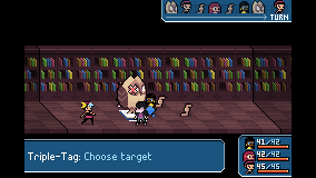 DanielFHanson's tweet photo. @ChevyRay Hey, random Ikenfell question: Why can't Gilda use Triple Tag here? It's not clear to me what is preventing it. https://t.co/Zt7ztMxfe2