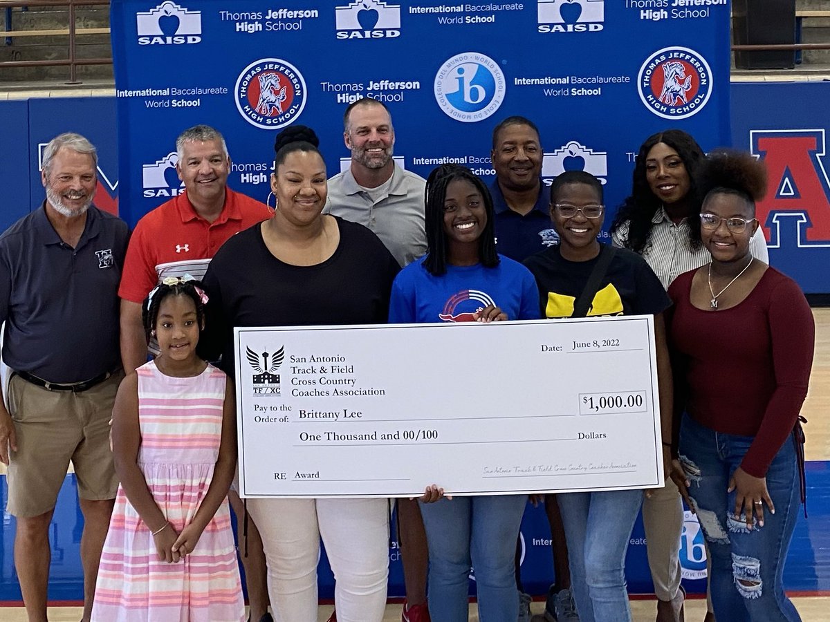 SATFCCCA President Keith Randle and the board of directors proudly honored graduating senior Brittany Lee of Jefferson HS, as the first scholarship recipient of the newly formed SATFCCCA! <a href="/CoachRandle11/">keith randle</a> <a href="/coach_dolce/">Ychlindria Spears Dolce</a> <a href="/Coach__Call/">Joel Call</a> <a href="/GaryFle41860363/">Gary Fletcher</a>