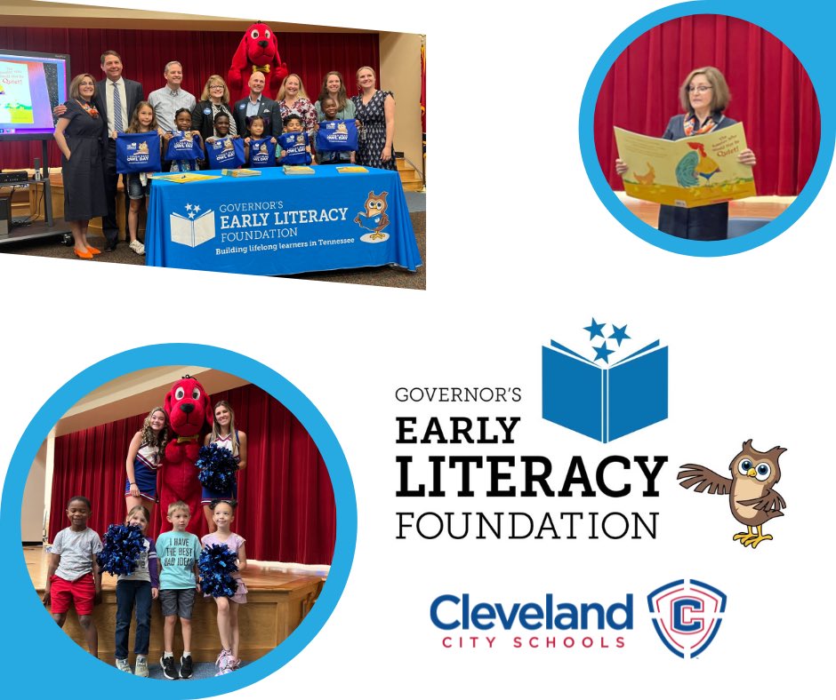 Cleveland City Schools was happy to host representatives from <a href="/GovLiteracyTN/">Governor's Early Literacy Foundation</a> for their K-3 Home Library Summer Reading Kickoff <a href="/WeAreMayfield/">Mayfield Elementary</a>! Thanks to Clifford from <a href="/Scholastic/">Scholastic</a> and author, <a href="/deedybooks/">Carmen Agra Deedy</a>, for making it a great event!