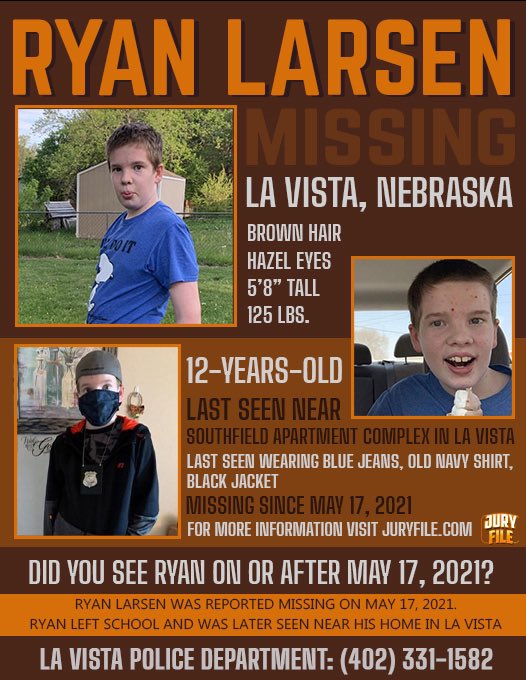 BoyMom_BeachGaL's tweet photo. Today is Ryan Larsenβs 13th Birthday but he is still #Missing. My heart breaks for him. Happy Birthday sweet boy! ππ @SarpySheriff @lavistapolice @KETV @WOWT6News @OWHnews @FBIOmaha #FindRyanLarsen #RyanLarsen #Nebraska #Trending #NationalBestFriendsDay https://t.co/f3crBFUFjj