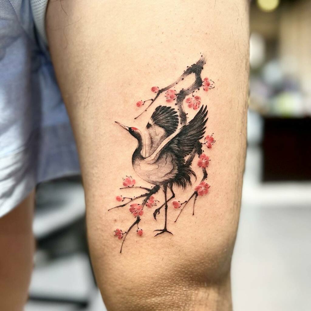 Crane tattoo by Mo Ganji  Photo 31407