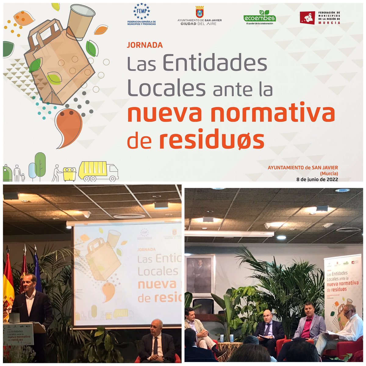 ITennenbaum's tweet photo. Hoy en el @Ayto_SanJavier con @femp, @FMRdeMurcia y @ecoembes se ha hablado de la nueva normativa de #residuos. Como ha dicho @AngelHervella “Un gran reto que es el inicio de un camino” https://t.co/iqIa3q8GYX